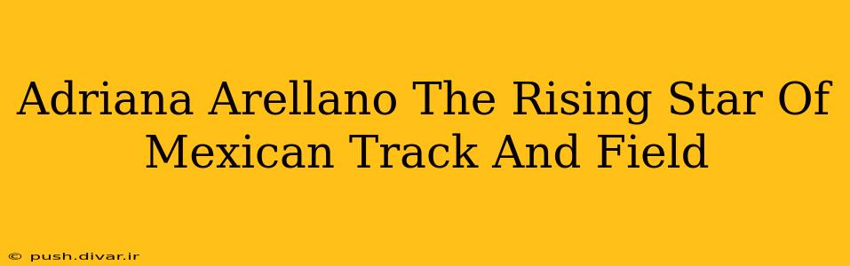Adriana Arellano The Rising Star Of Mexican Track And Field