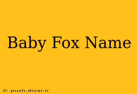 Baby Fox Name