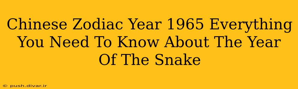 Chinese Zodiac Year 1965 Everything You Need To Know About The Year Of The Snake