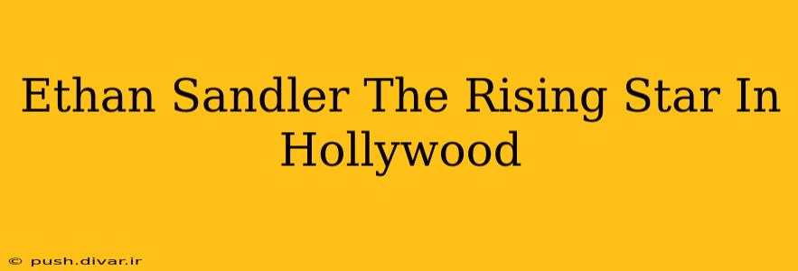 Ethan Sandler The Rising Star In Hollywood