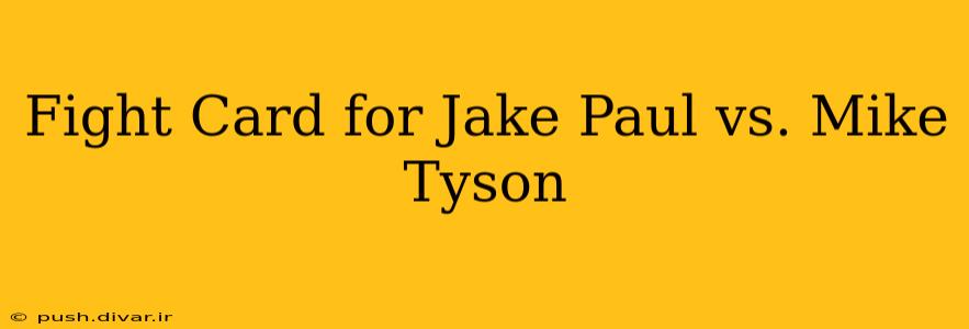 Fight Card for Jake Paul vs. Mike Tyson