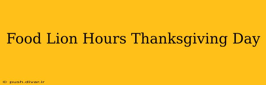 Food Lion Hours Thanksgiving Day