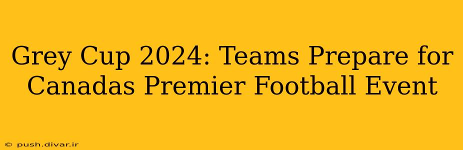 Grey Cup 2024: Teams Prepare for Canadas Premier Football Event