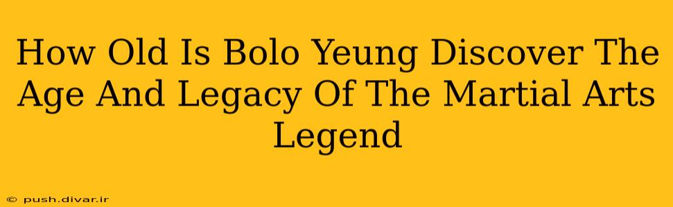 How Old Is Bolo Yeung Discover The Age And Legacy Of The Martial Arts Legend