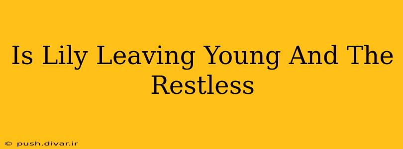 Is Lily Leaving Young And The Restless