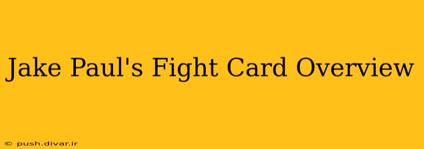 Jake Paul's Fight Card Overview