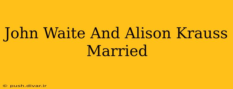 John Waite And Alison Krauss Married