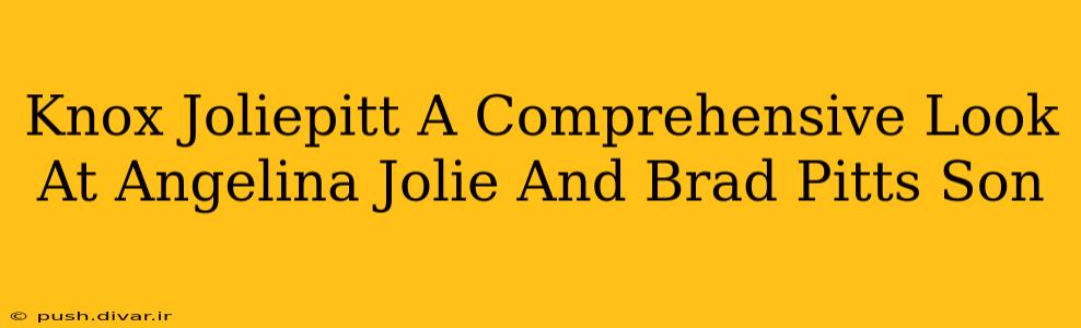 Knox Joliepitt A Comprehensive Look At Angelina Jolie And Brad Pitts Son