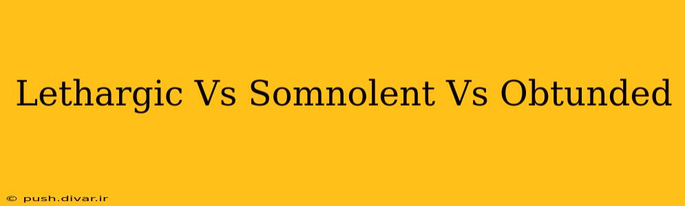 Lethargic Vs Somnolent Vs Obtunded