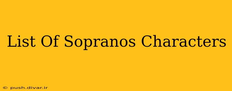 List Of Sopranos Characters