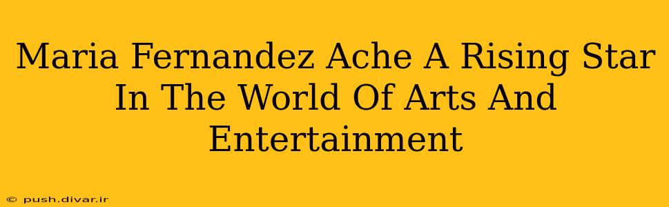 Maria Fernandez Ache A Rising Star In The World Of Arts And Entertainment
