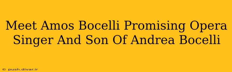 Meet Amos Bocelli Promising Opera Singer And Son Of Andrea Bocelli