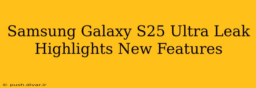 Samsung Galaxy S25 Ultra Leak Highlights New Features