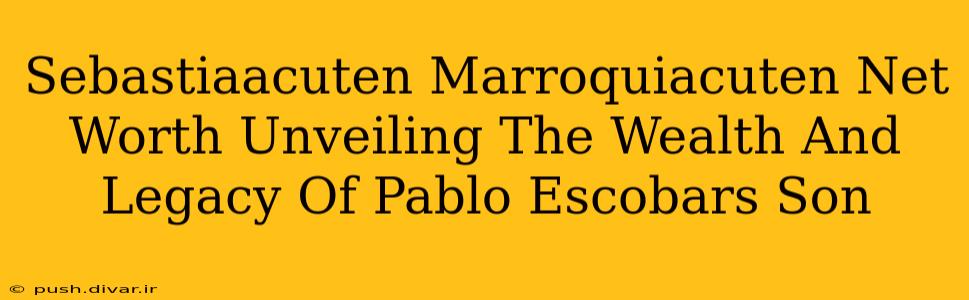 Sebastiaacuten Marroquiacuten Net Worth Unveiling The Wealth And Legacy Of Pablo Escobars Son