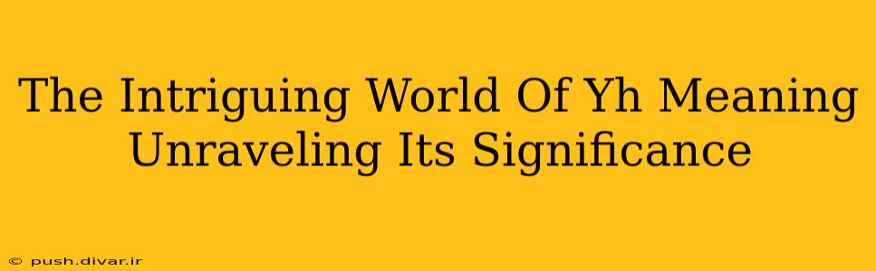 The Intriguing World Of Yh Meaning Unraveling Its Significance