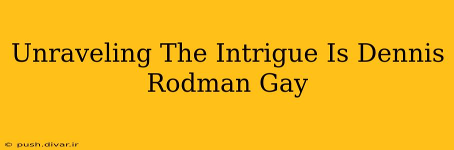 Unraveling The Intrigue Is Dennis Rodman Gay