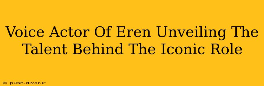 Voice Actor Of Eren Unveiling The Talent Behind The Iconic Role