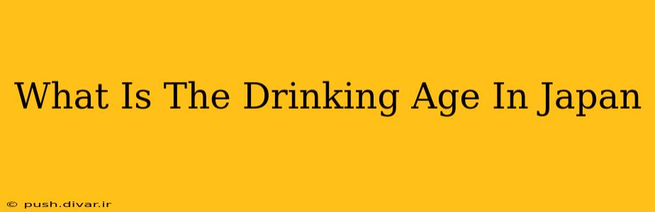What Is The Drinking Age In Japan