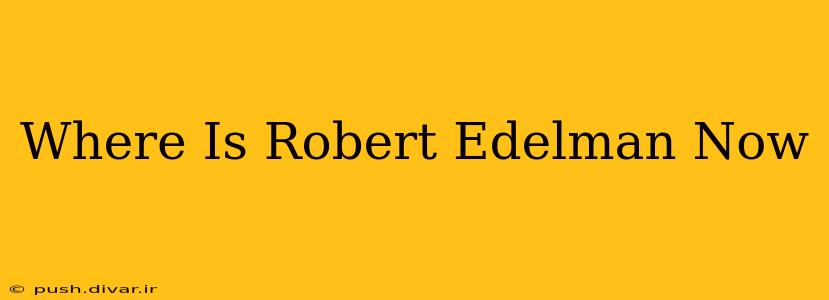 Where Is Robert Edelman Now