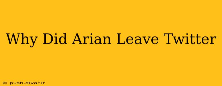 Why Did Arian Leave Twitter